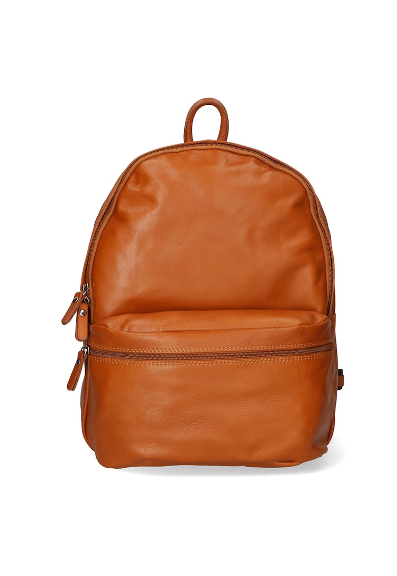 Rucsac de piele cu buzunar exterior Cloe - Maro cognac