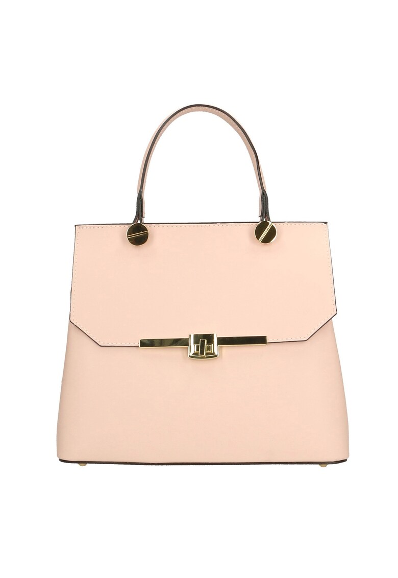 Geanta de piele cu maner si bareta Lunaria - Nude rose