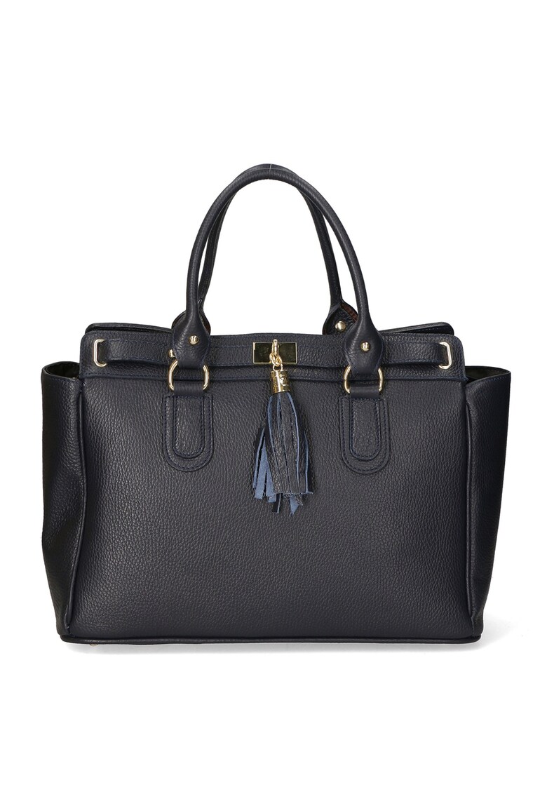 Geanta shopper de piele Elena - Albastru inchis