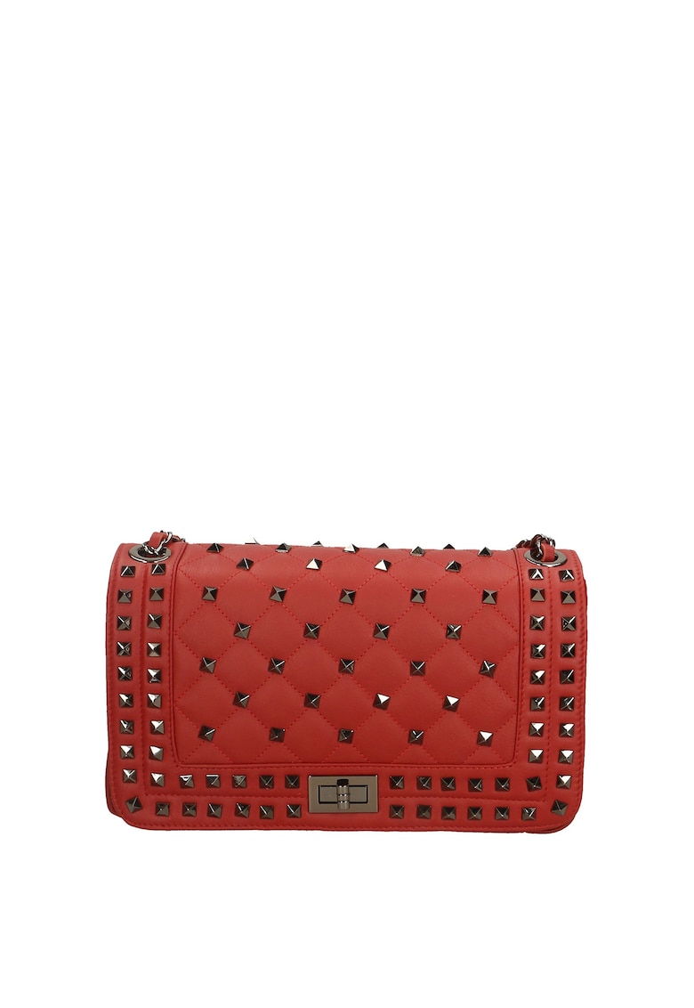 Geanta crossbody de piele cu tepi Erevan - Rosu