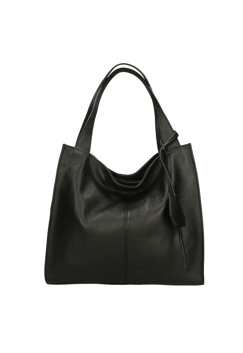 Geanta din piele cu maner si fermoar Seraphina Ultra - Negru