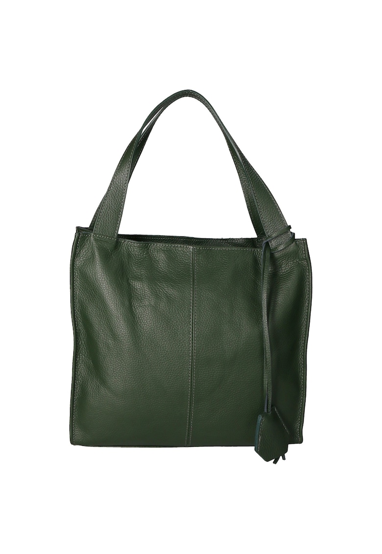 Geanta din piele cu maner si fermoar Seraphina Ultra - Verde inchis