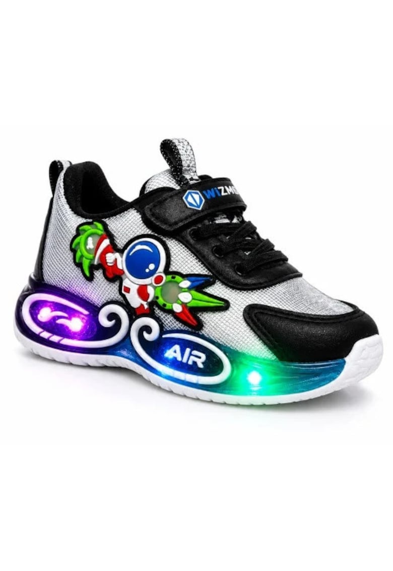 Adidasi cu lumini LED pentru baieti - Cosmonaut - Piele ecologica - Multicolor - Multicolor