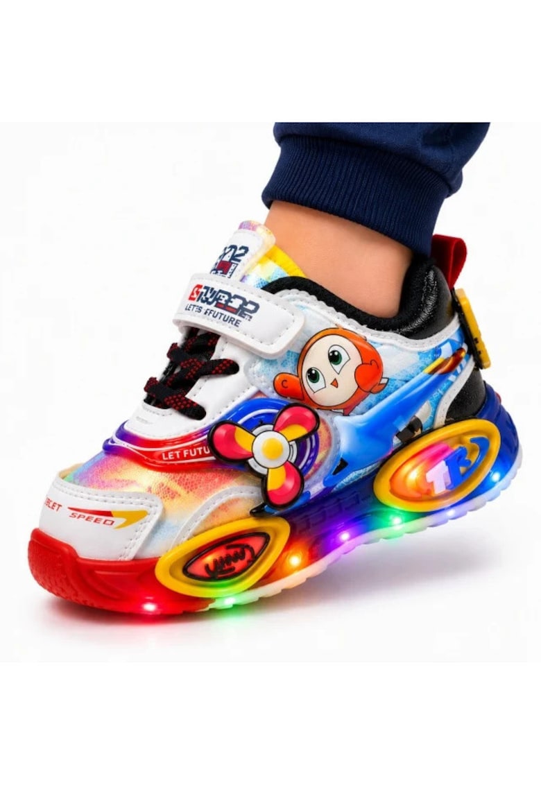 Pantofi sport cu lumini LED - Super Colour - Baieti - Piele ecologica - Multicolor - Multicolor
