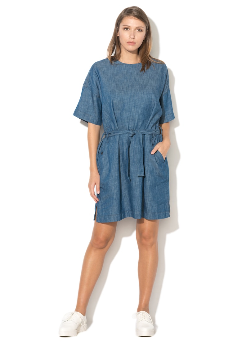 Rochie supradimensionata din chambray - cu un cordon detasabil Deline