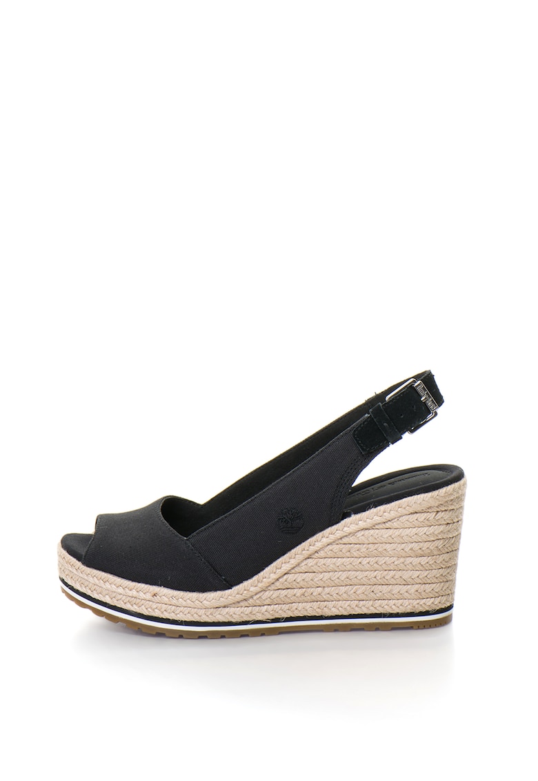 Sandale slingback - wedge - tip espadrile - cu garnituri de piele intoarsa Nice Coast