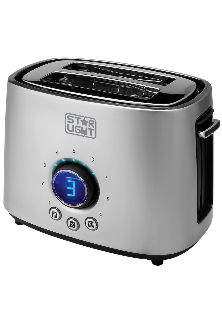 Prajitor de paine - 1000 W - 2 felii - Grad de rumenire ajustabil - Functie dezghetare - Inox