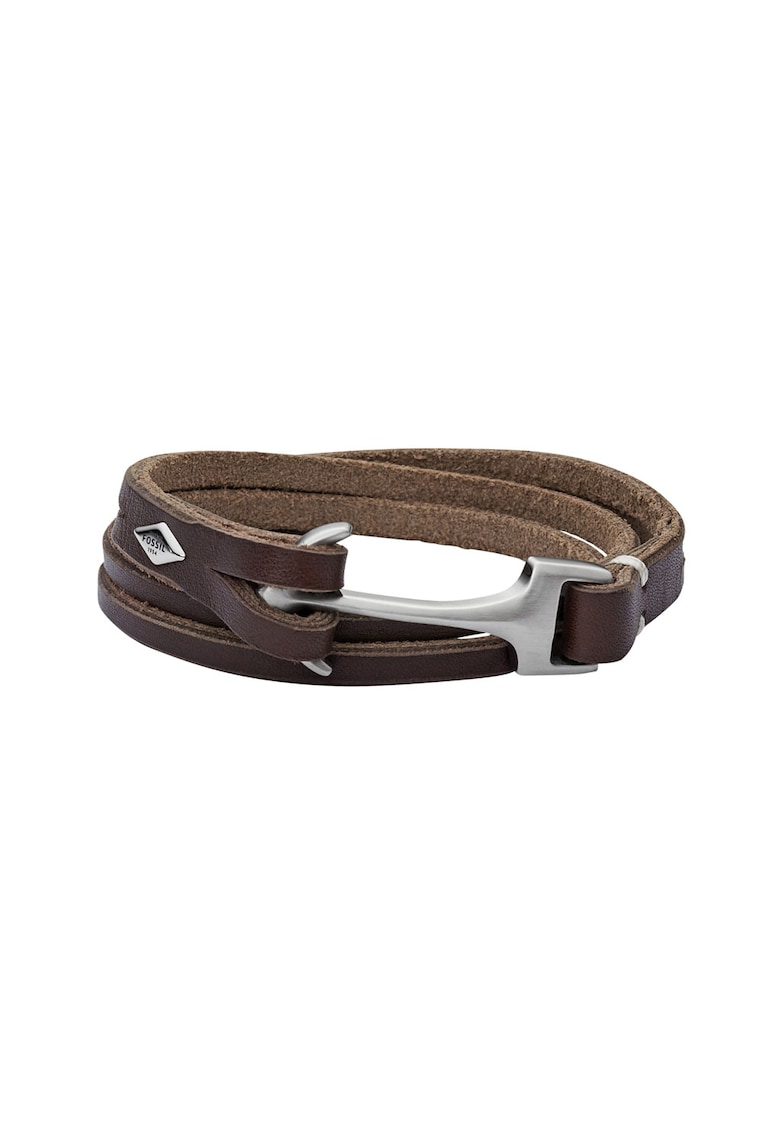 Bratara de piele cu siraguri multiple Casual - Maro inchis/Maro