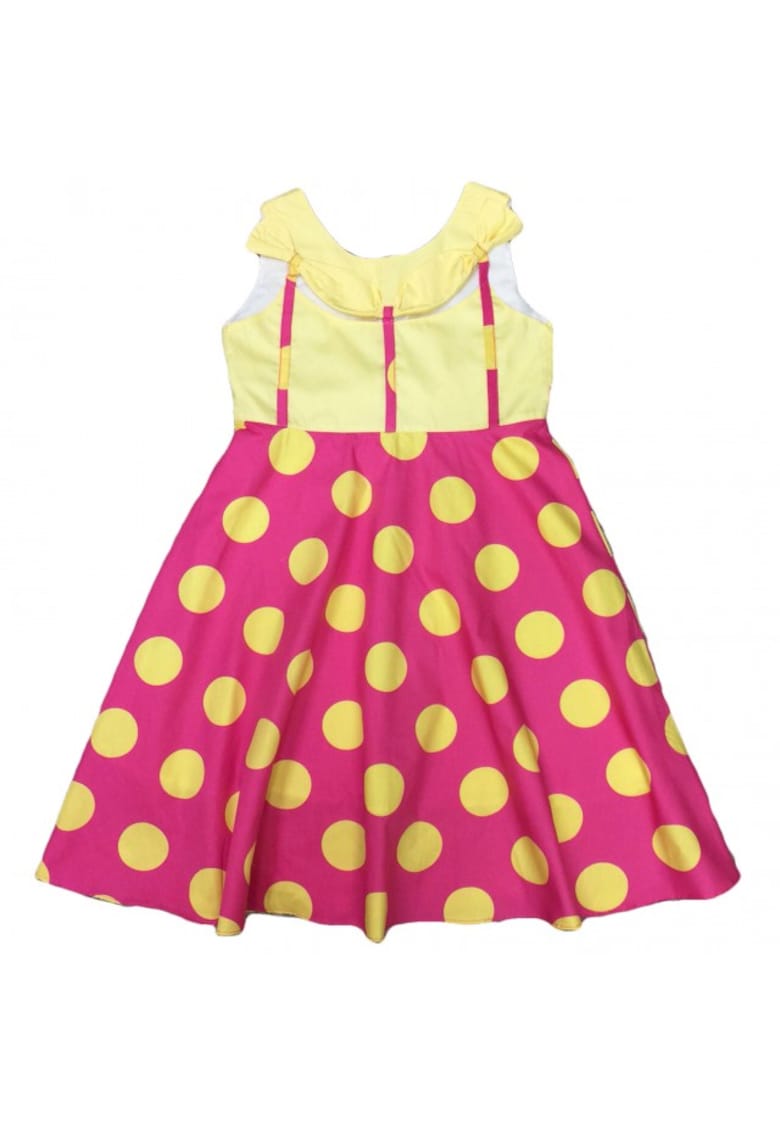 Rochie fete Gouspin - roz cu buline galbene