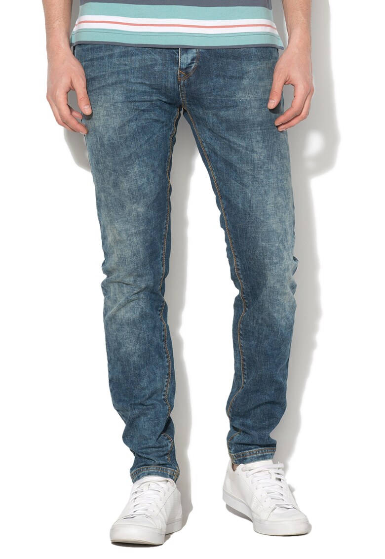 Blugi skinny cu aspect decolorat