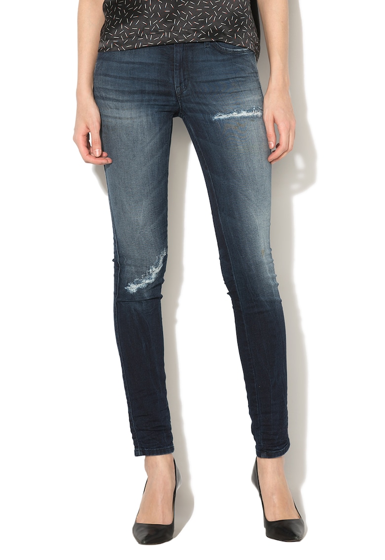 Blugi skinny cu rupturi decorative Doris - Albastru stins