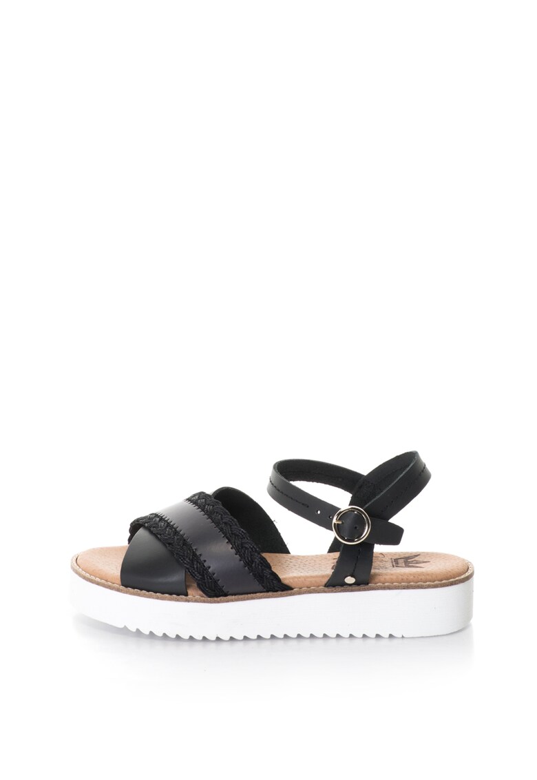 Sandale flatform de piele cu detaliu cu aspect impletit