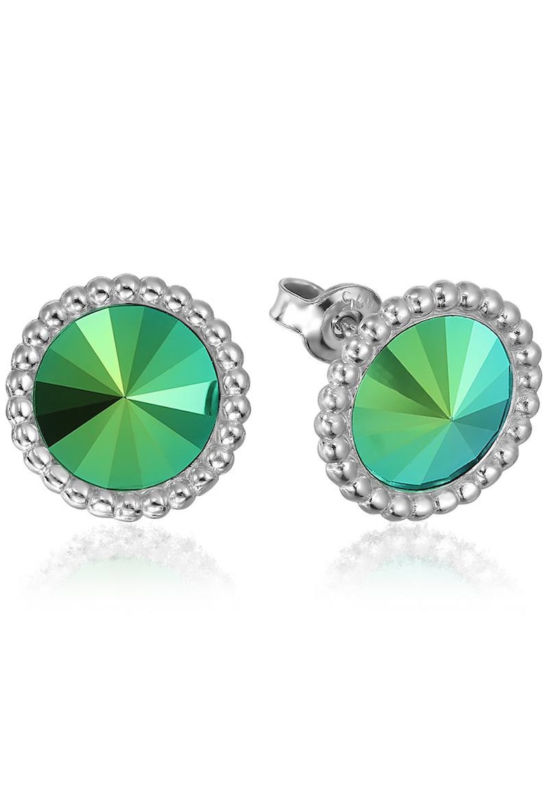 e-Crystal Cercei Argint 925 placat cu rodiu cu cristale Swarovski® Rivoli Crown 8mm - Verde