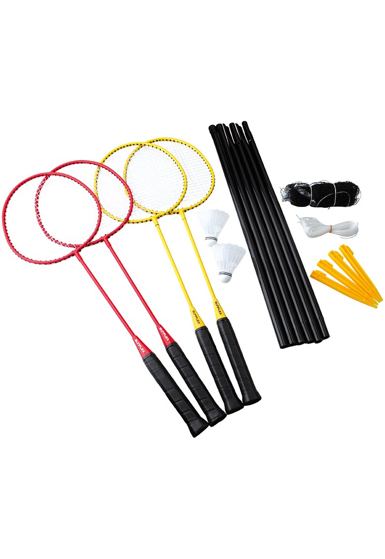 Kit badminton Challenge - 4 persoane - fileu inclus - Red/Yellow