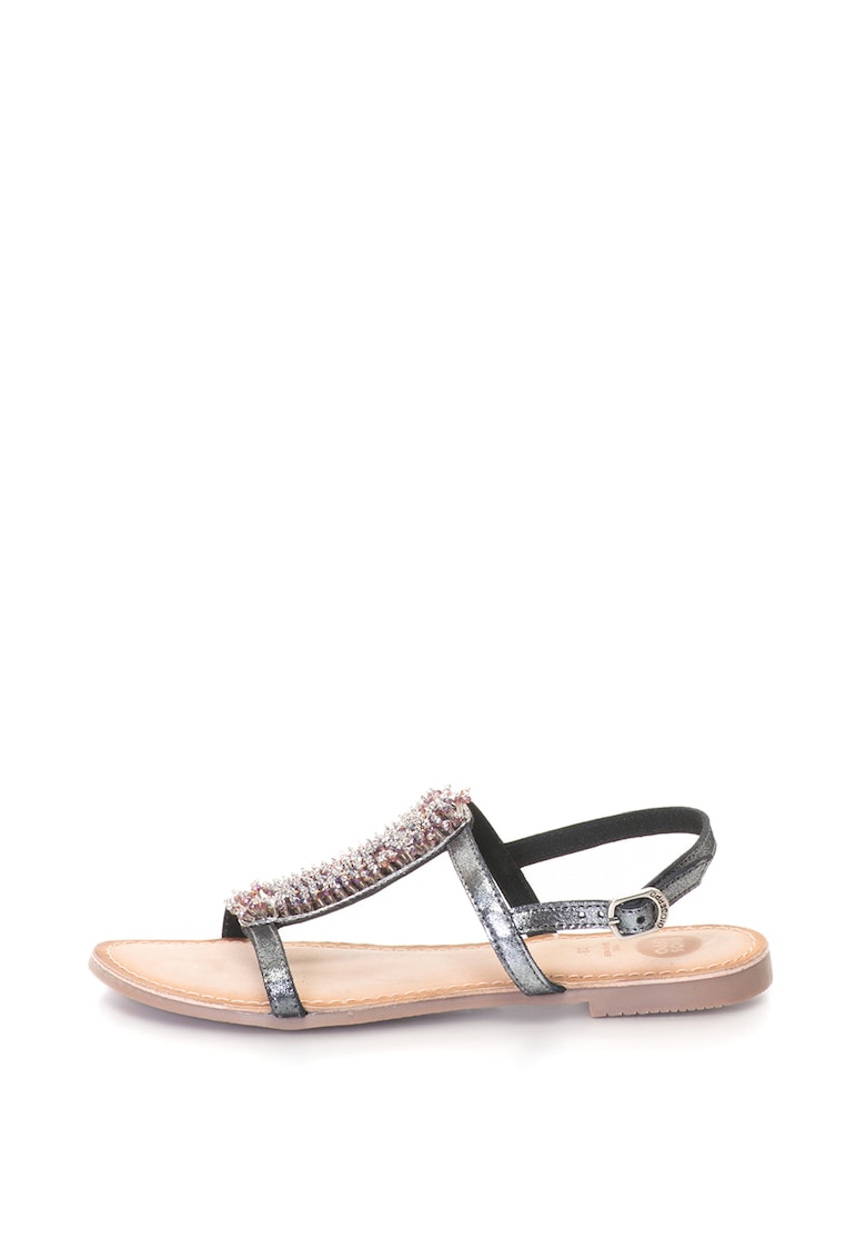 Sandale slingback decorate cu strasuri si margele