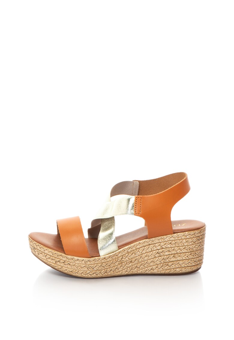 Sandale slingback de piele sintetica cu talpa wedge Alice