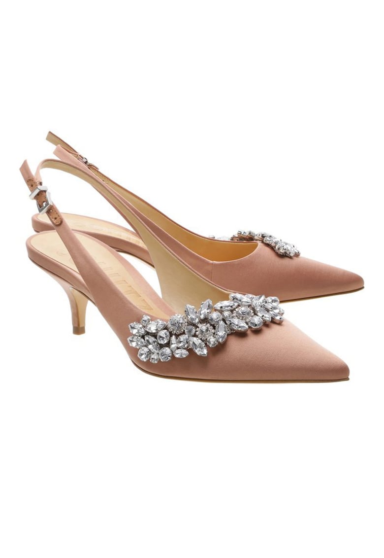 Pantofi piele - satin - strasuri