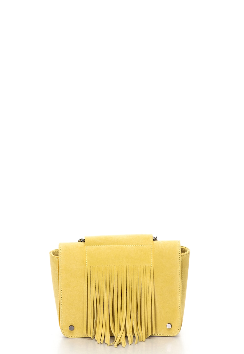 Geanta crossbody de piele intoarsa cu franjuri -