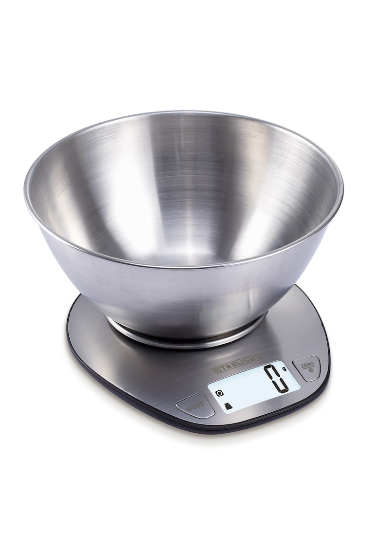 Cantar de bucatarie - display iluminat - functie tara - functie cantarire lichide - 5 kg - full inox