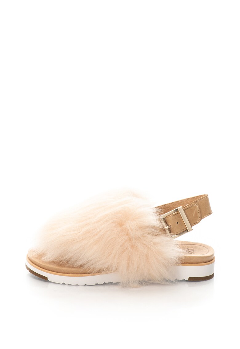Sandale slingback de piele cu par scurt - cu bareta separatoare Holly