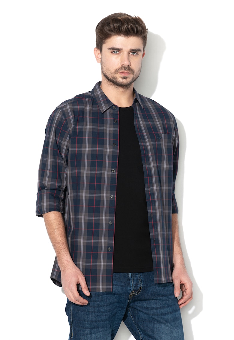 Mustang Camasa regular fit cu buzunar pe piept - Rosu/Gri inchis/Bleumarin