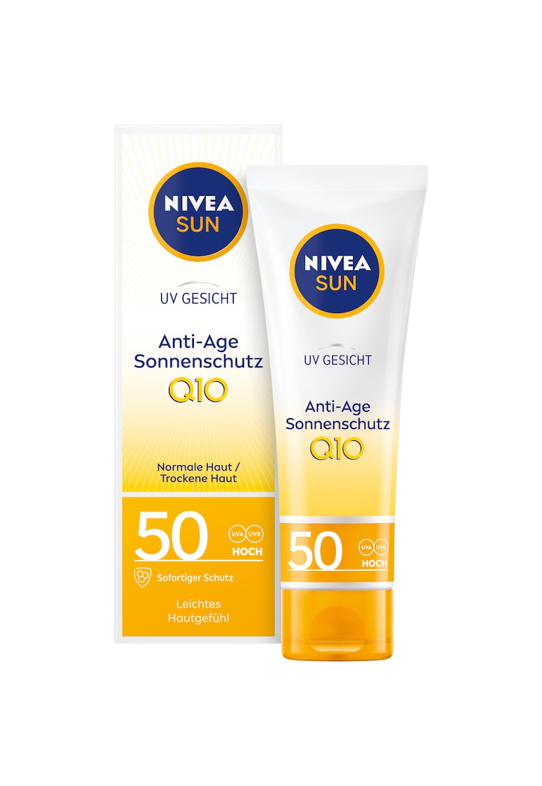 Crema de fata pentru protectie solara cu efect anti-rid si anti-pigmentare Sun Q10 - SPF 50 - 50 ml