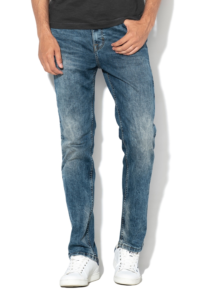 Blugi slim fit cu talie medie Vegas - Albastru stins