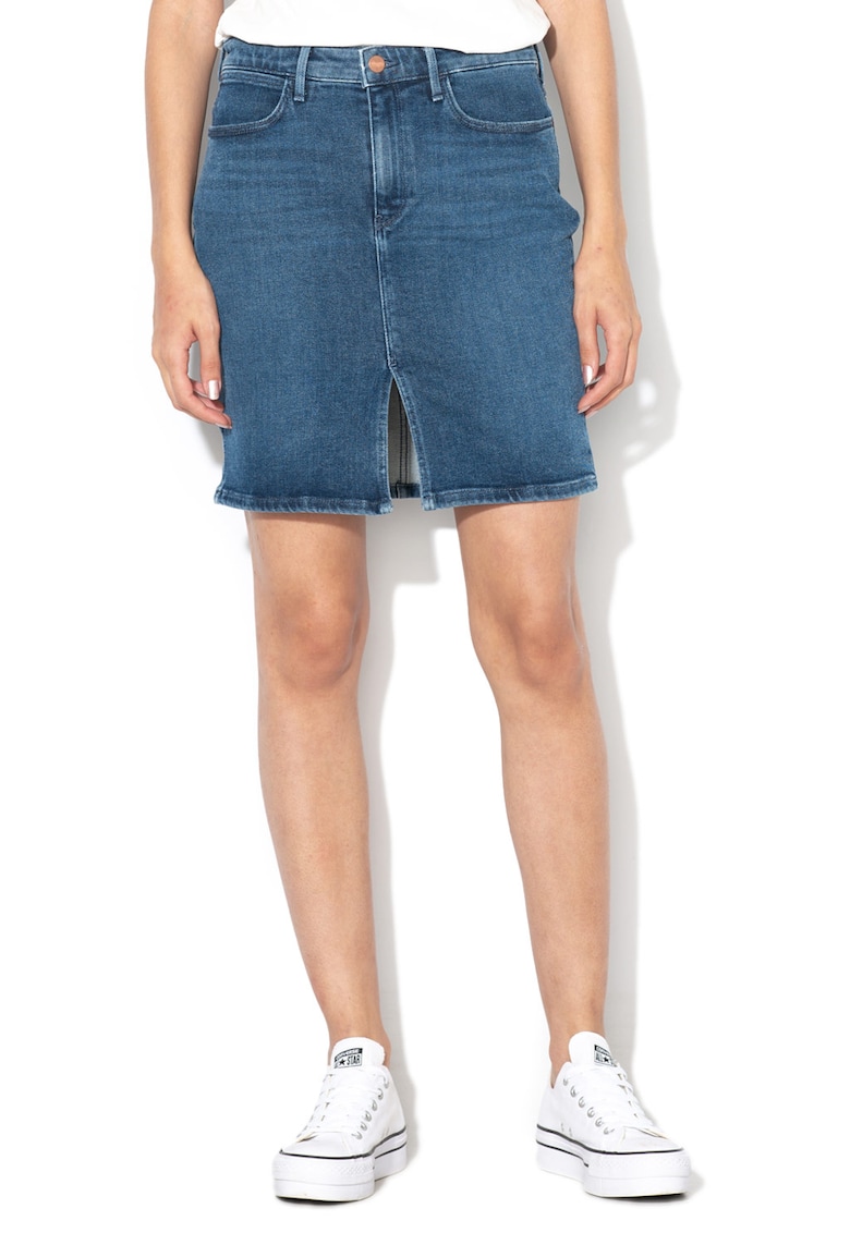 Fusta de denim cu slit frontal