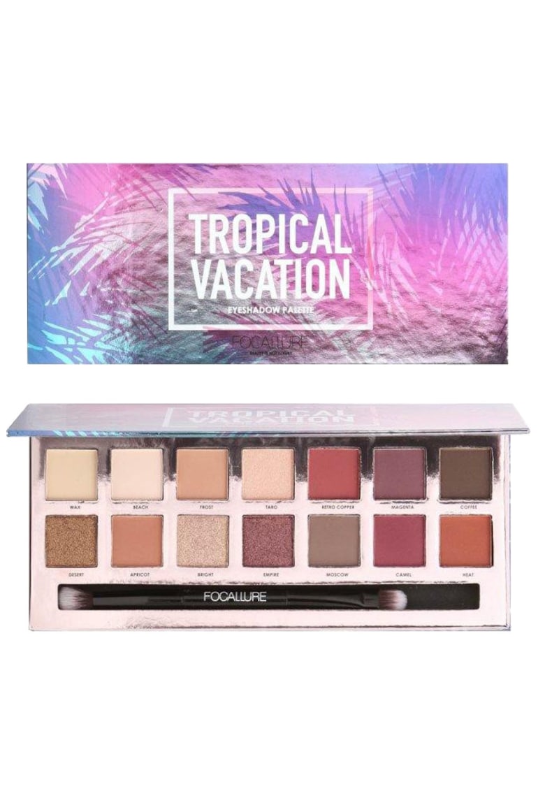 Paleta de farduri  Tropical Vacation cu 14 culori - mate si metalice - FA49T