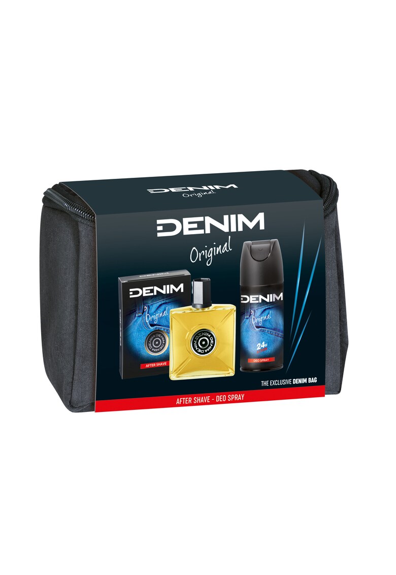 Set cadou: Lotiune dupa ras Original - 100 ml + Deodorant Spray Denim Original - 150 ml + borseta