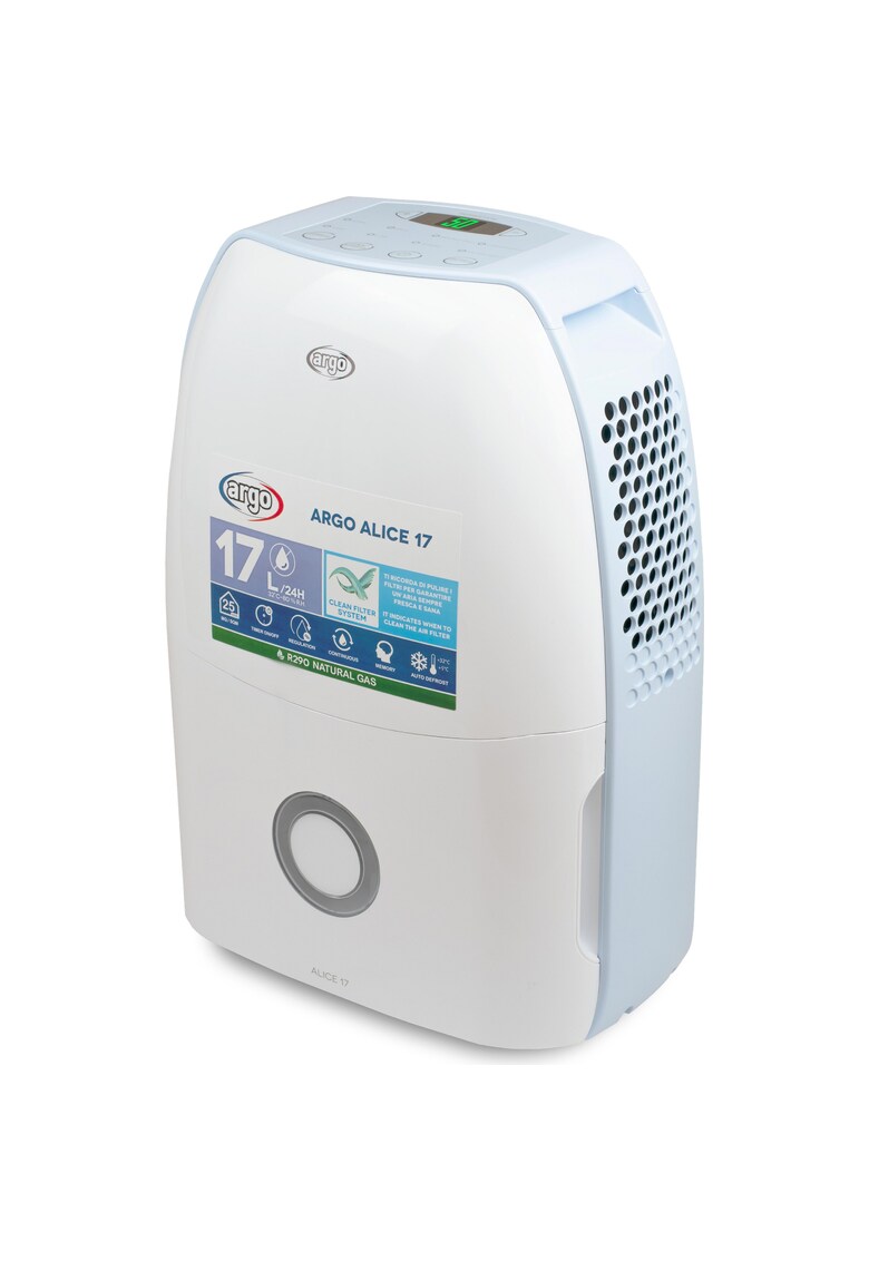 Dezumidificator de aer Alice17 - 17l / 24h - Higrostat incorporat - Panou de control digital - Timer - Filtru lavabil de purificare