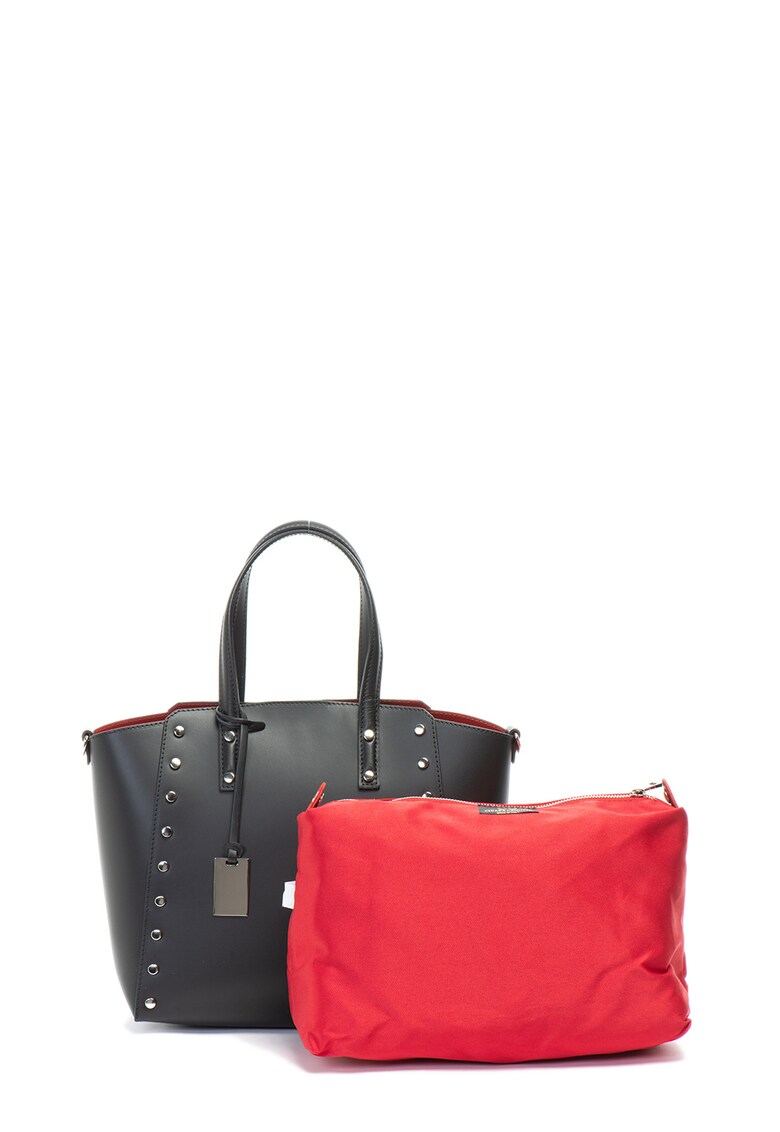 Geanta tote de piele cu etui detasabil in interior