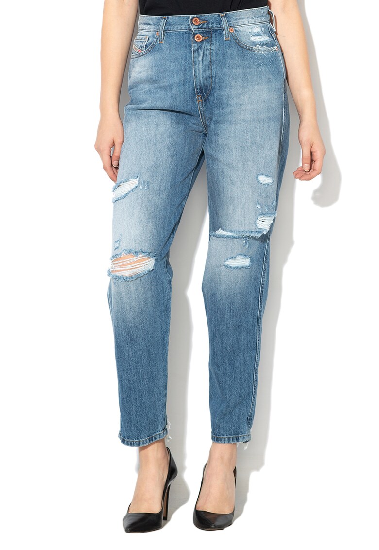 Blugi cu croiala dreapta si aspect deteriorat Alyce Blugi cu croiala dreapta si aspect deteriorat Alyce