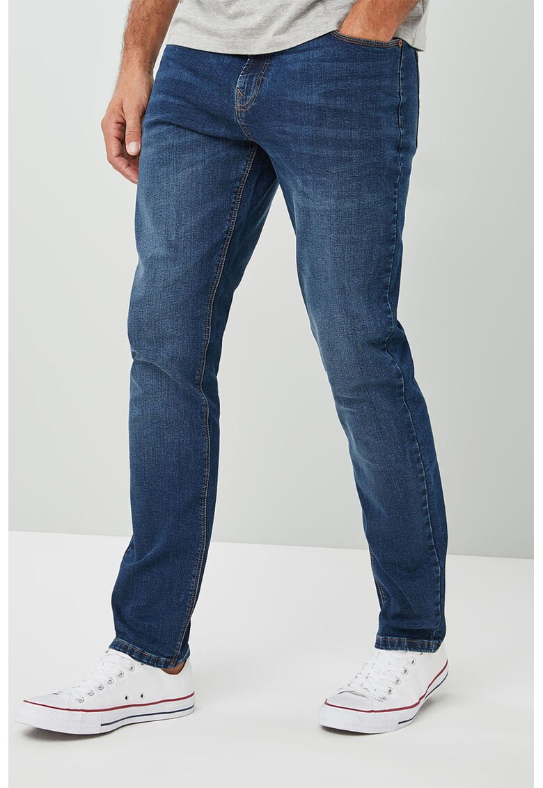 Blugi slim fit cu aspect decolorat