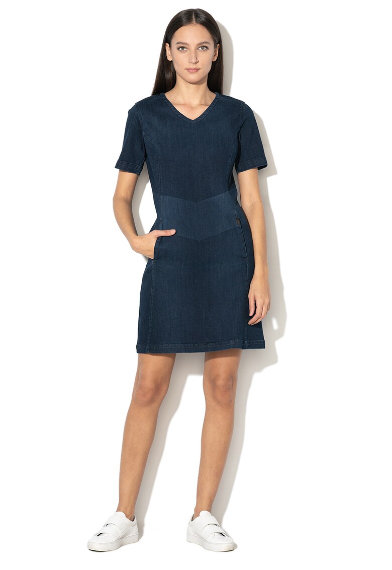 Rochie mini din denim cu croiala dreapta