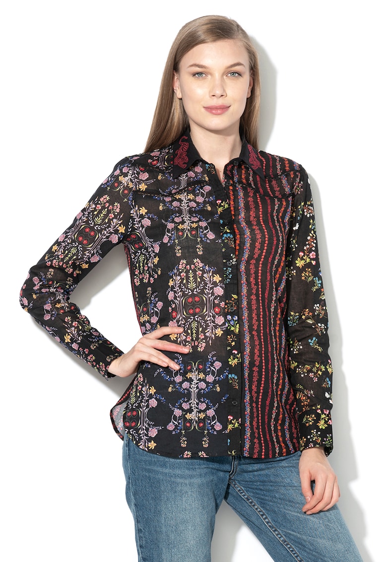 Camasa cu model floral si detalii perforate Leila