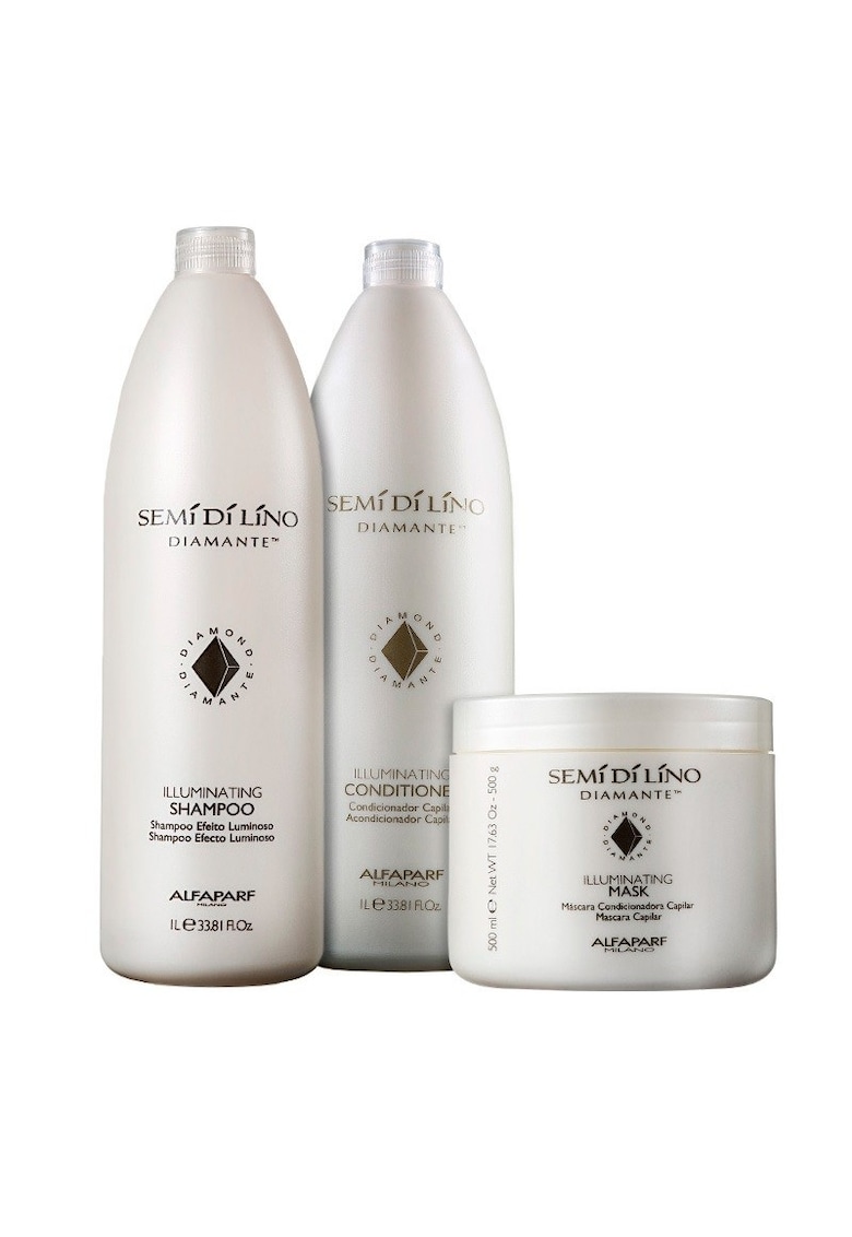 Set Alfaparf Semi Di Lino Diamond Iluminating: 1000 ml - Sampon + 1000 ml - Balsam + 500 ml - Masca
