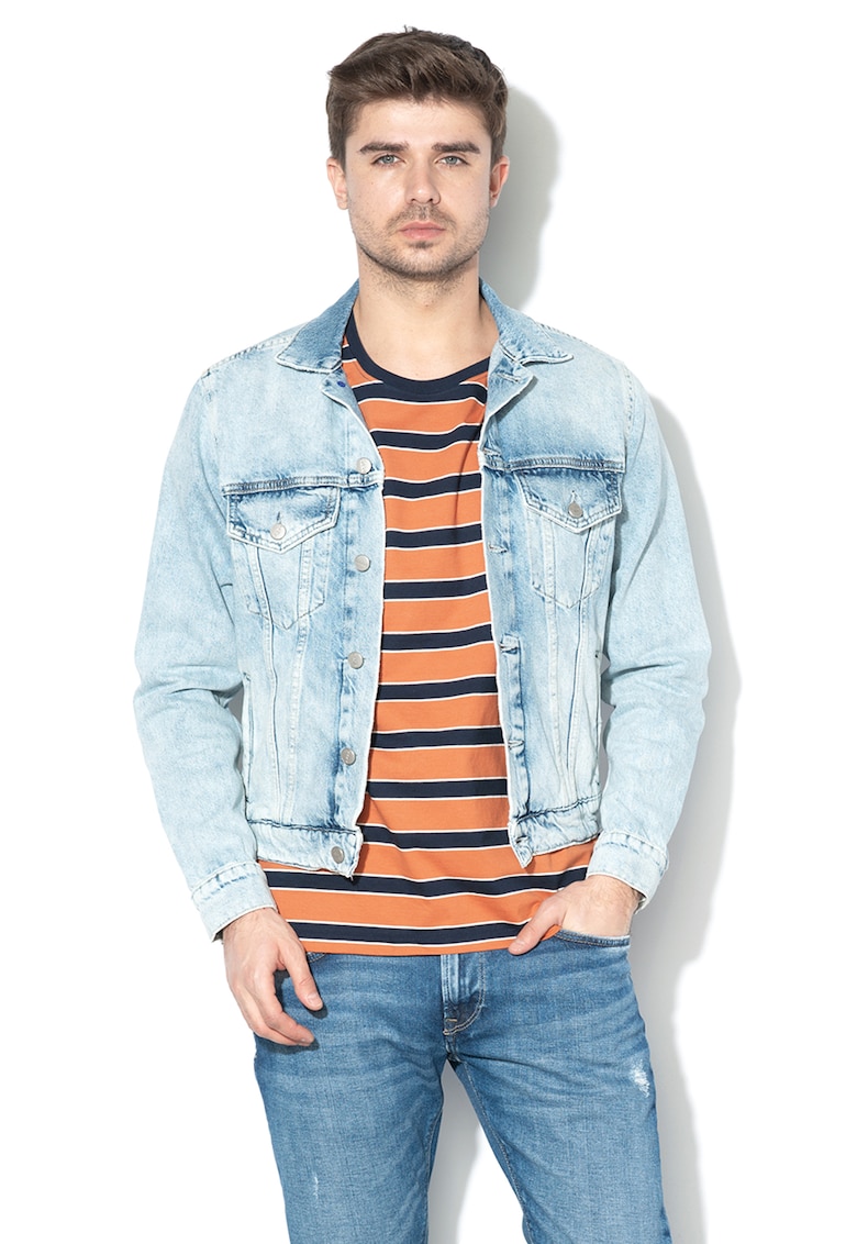 Jacheta din denim cu aspect decolorat Pinner