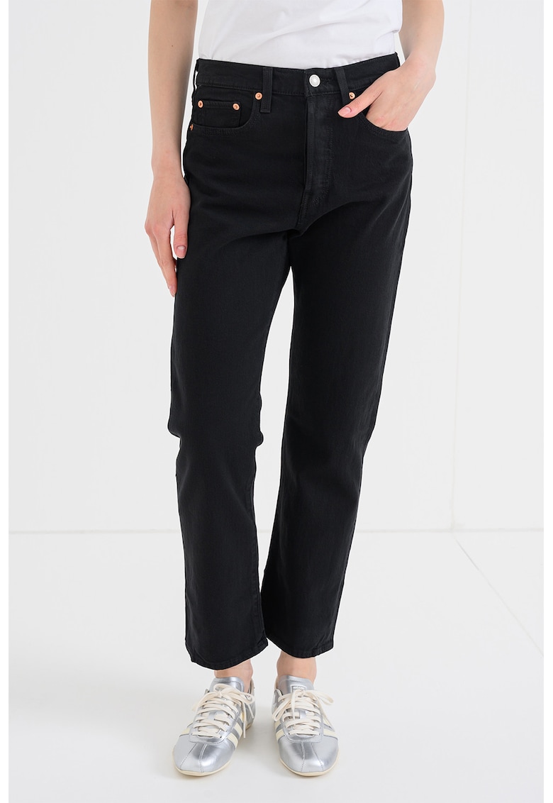 Blugi crop cu croiala dreapta - Negru