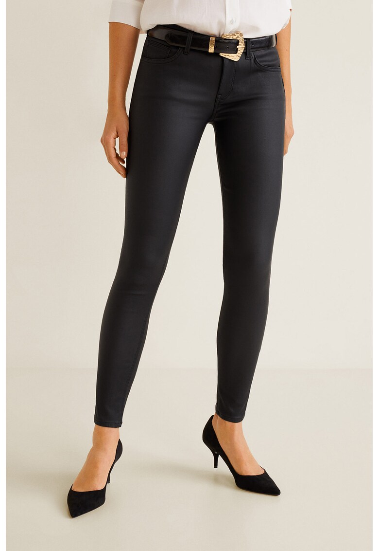 Blugi skinny cu aspect peliculizat si efect push-up Kim