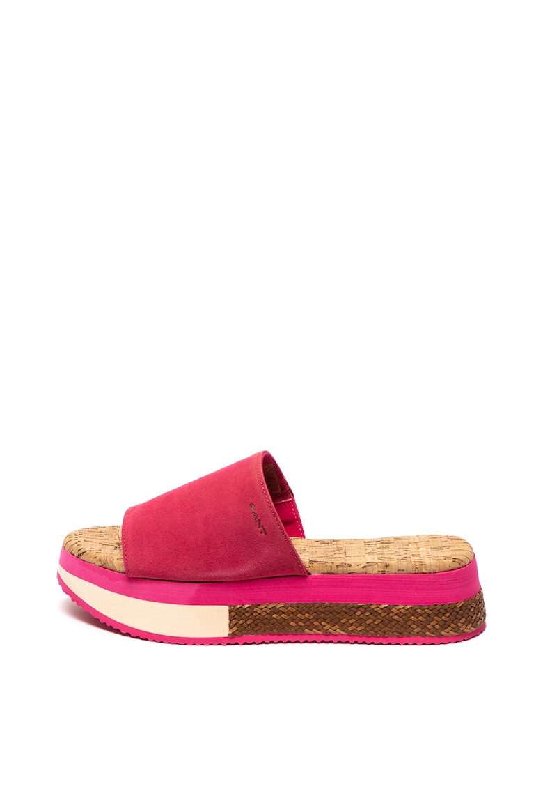 Papuci flatform de piele intoarsa Sant Ana