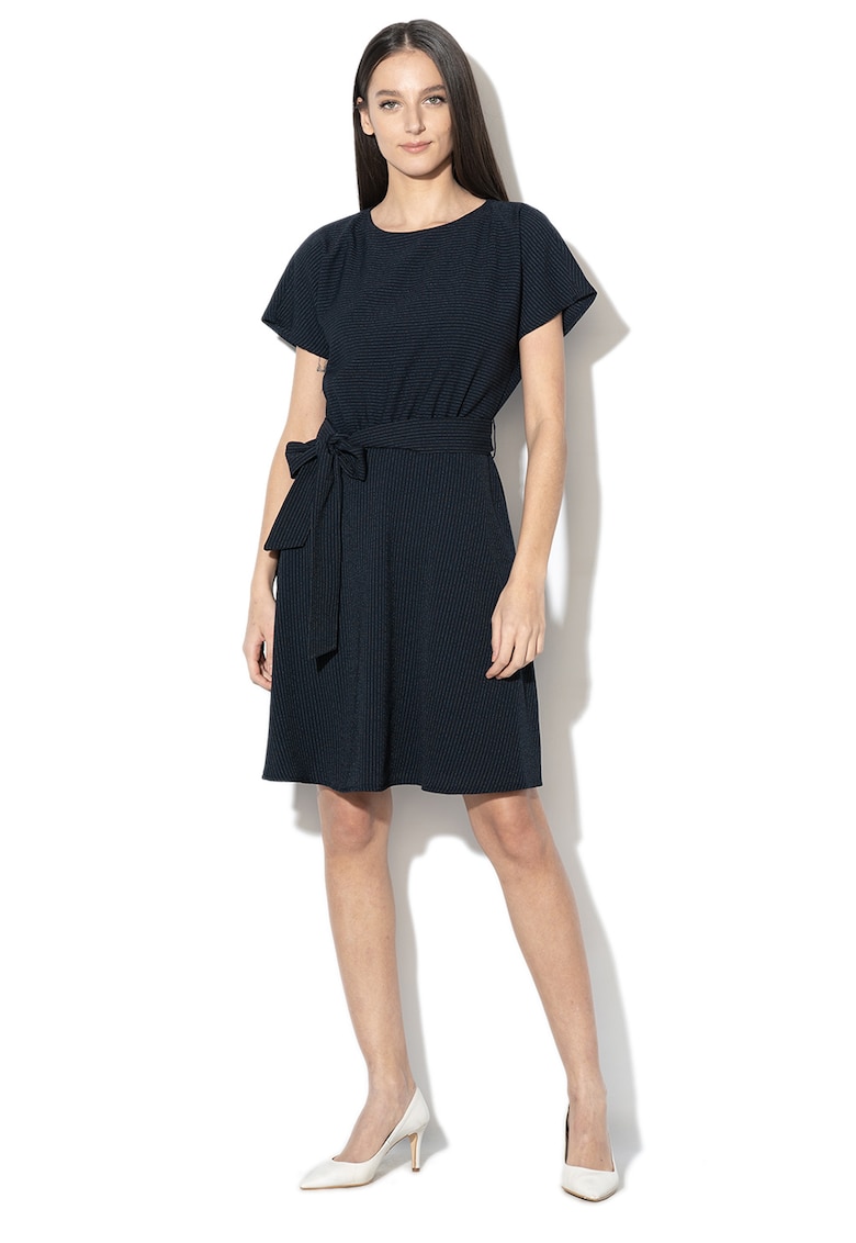 Rochie evazata cu dungi - Alb/Bleumarin