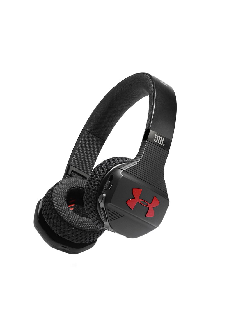 Casti sport On-Ear Under Armour Train - Sweat Proof - Bluetooth Wireless - Multifunction TalkThru button - 16h Playback - Negru/Rosu