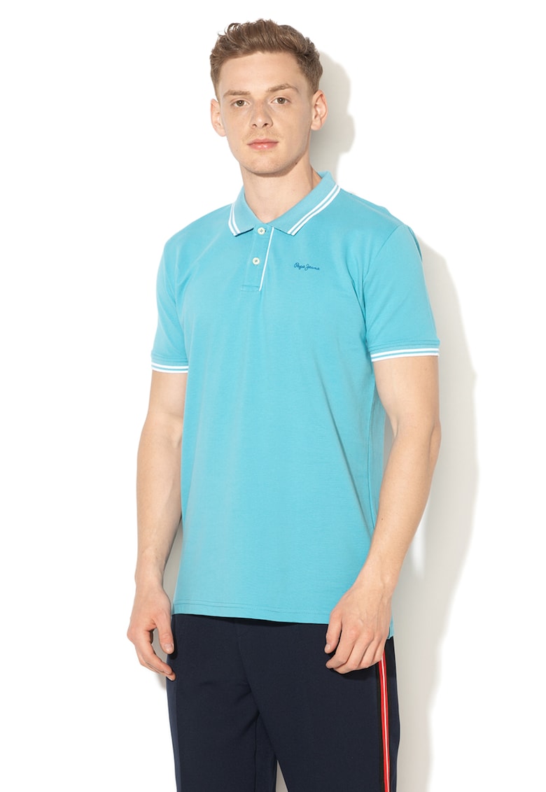 Tricou polo regular fit cu detalii contrastante Mitch