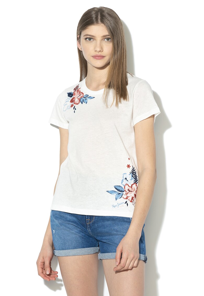 Tricou cu broderii florale Dhalia