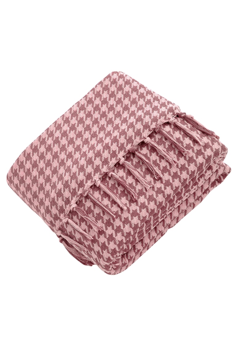 Patura Throw Cozy cu ciucuri Home Stil - 80% bumbac - 20% PES - 200x230 cm - model retro de impletitura