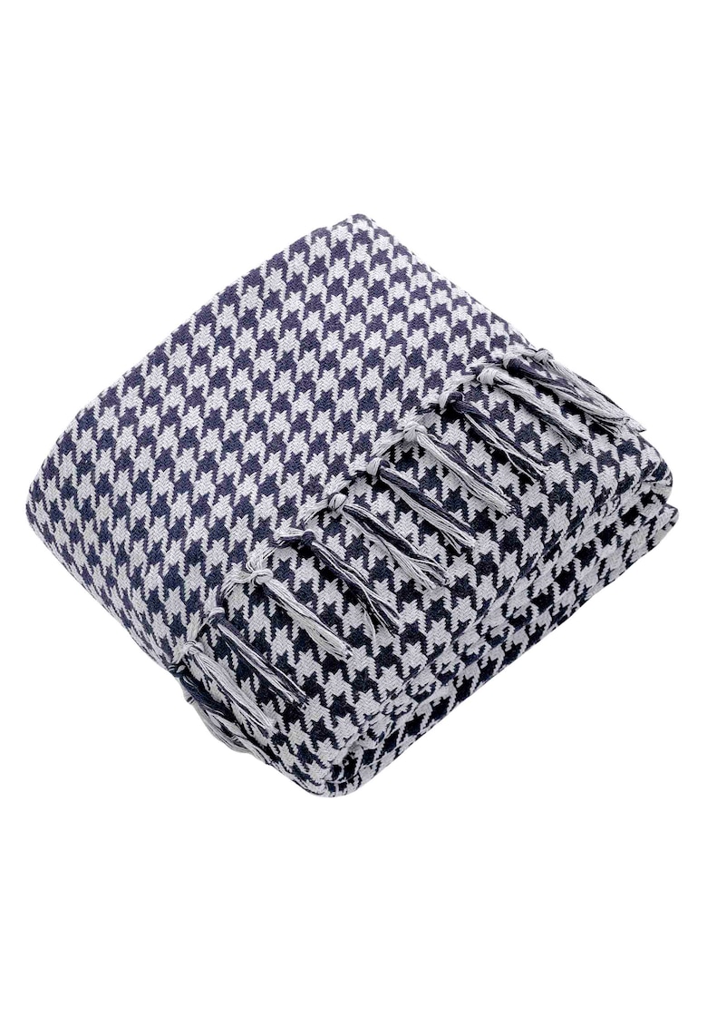 Patura Throw Cozy cu ciucuri Home Stil - 80% bumbac - 20% PES - 200x230 cm - model retro de impletitura