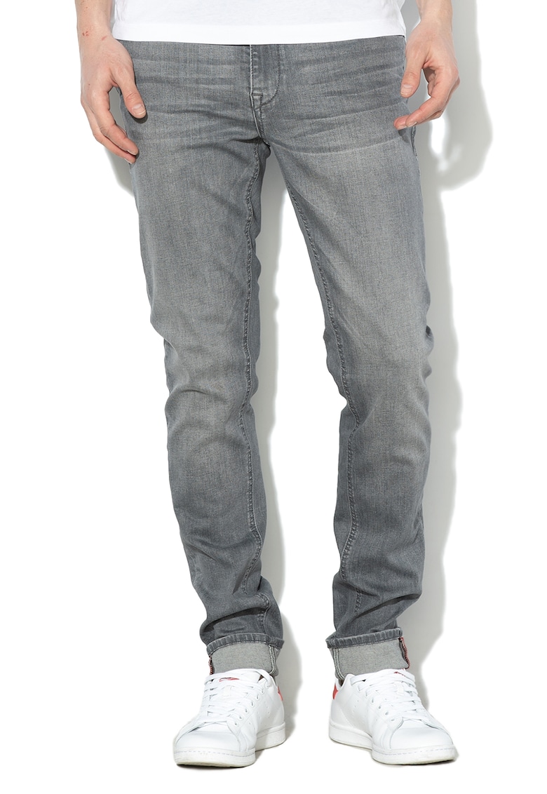 Blugi skinny cu aspect decolorat