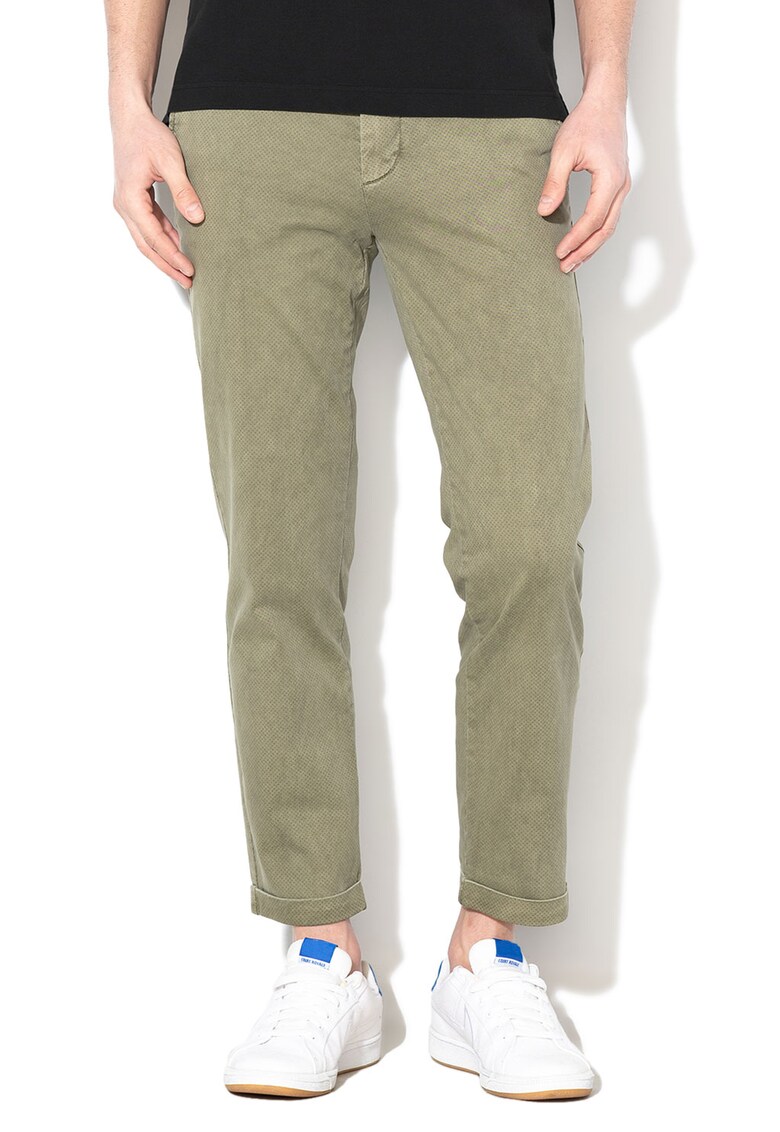 Pantaloni chino - slim fit - cu lungime crop si model discret