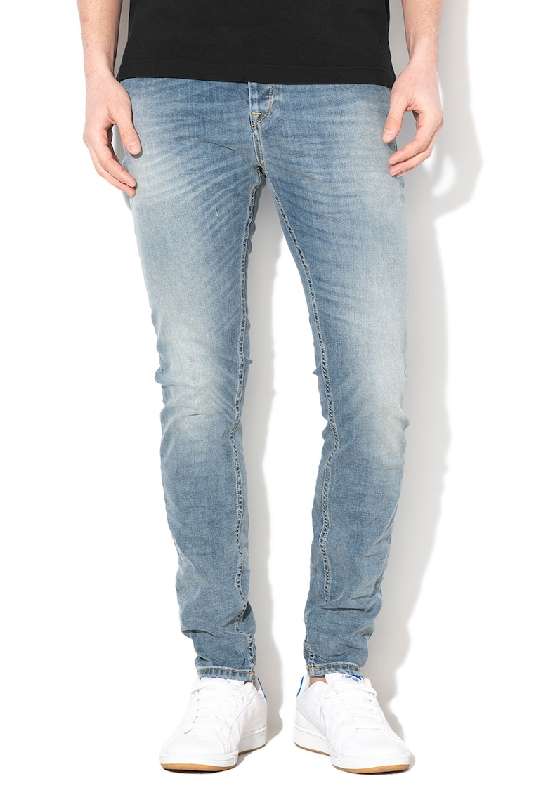 Blugi skinny cu aspect decolorat